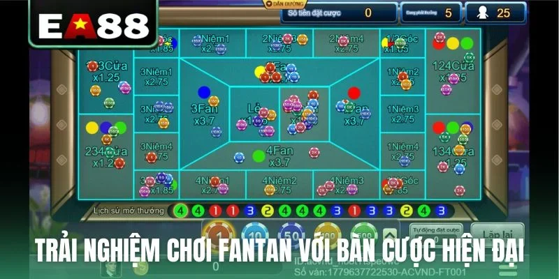 Trải nghiệm chơi Fantan tại EA88 với bàn cược hiện đại